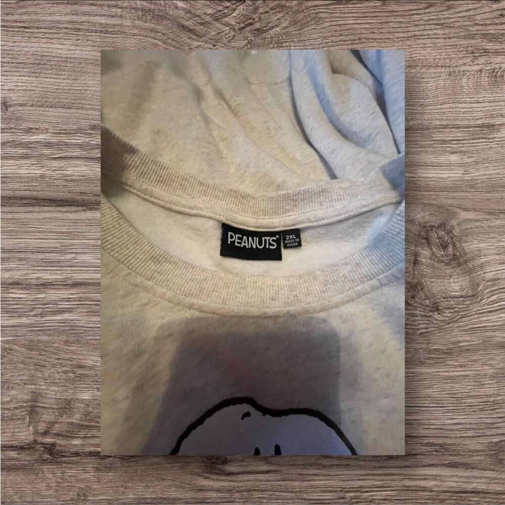 Peanuts Womens Heather Gray Cream Snoopy Pumpkin Pullover Sweatshirt Size 2XL - Picture 4 of 10